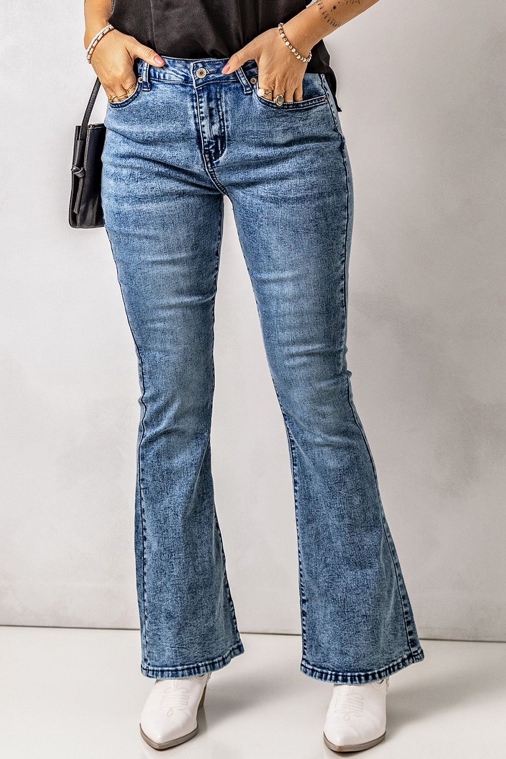 Vintage Wash Flare Jeans