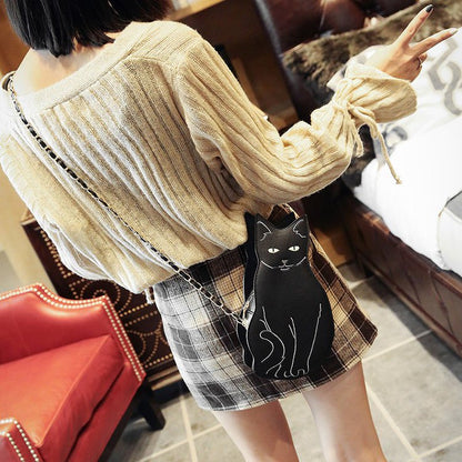 Black Cat Crossbody Shoulder Bag