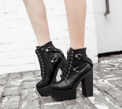 Lace up High Heel Boots