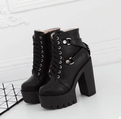 Lace up High Heel Boots