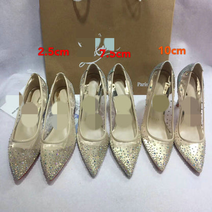 Transparent Rhinestone Stiletto Heels