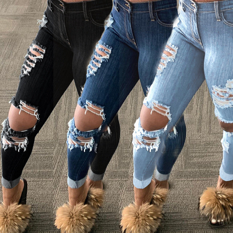 Low-Rise Ripped Skinny Jeans