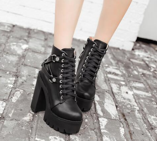 Lace up High Heel Boots