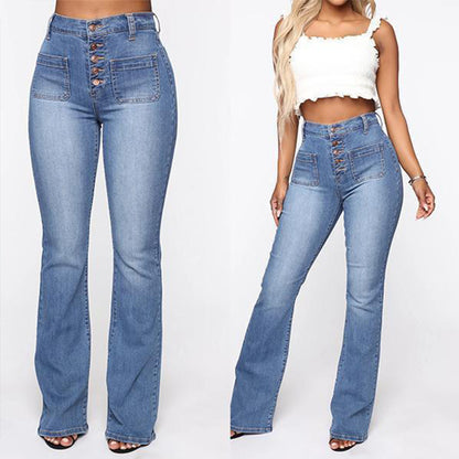 High Waisted Bermuda Flare Up Jeans