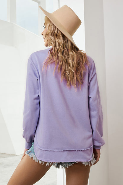 Oversized Side Slit Drop Shoulder Sweatshirt