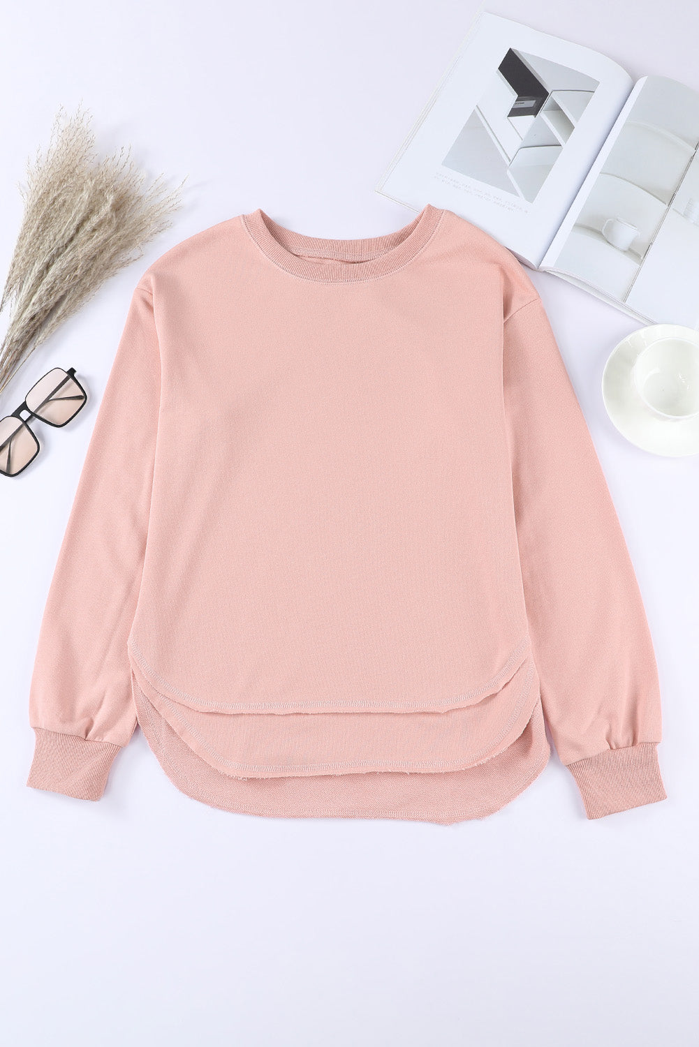 Oversized Side Slit Drop Shoulder Sweatshirt