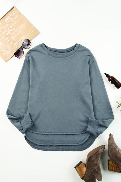 Oversized Side Slit Drop Shoulder Sweatshirt