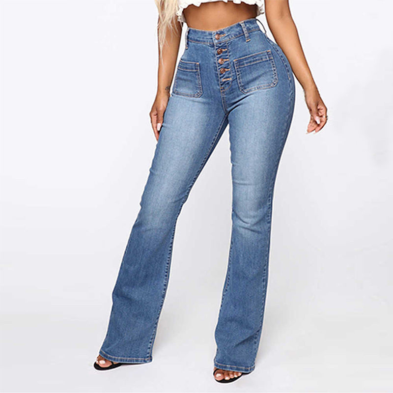 High Waisted Bermuda Flare Up Jeans