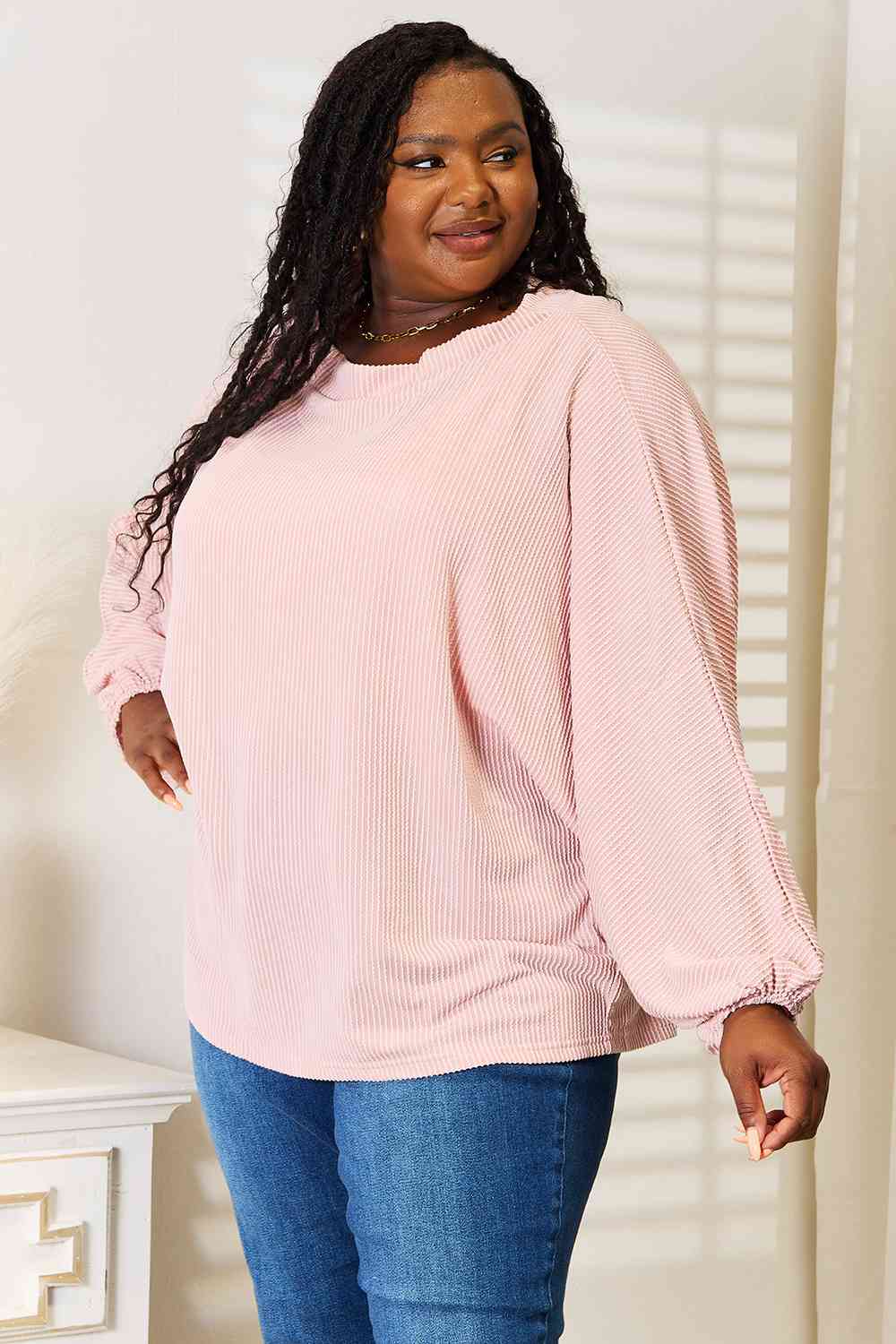 Double Take Ribbed Long Sleeve Top