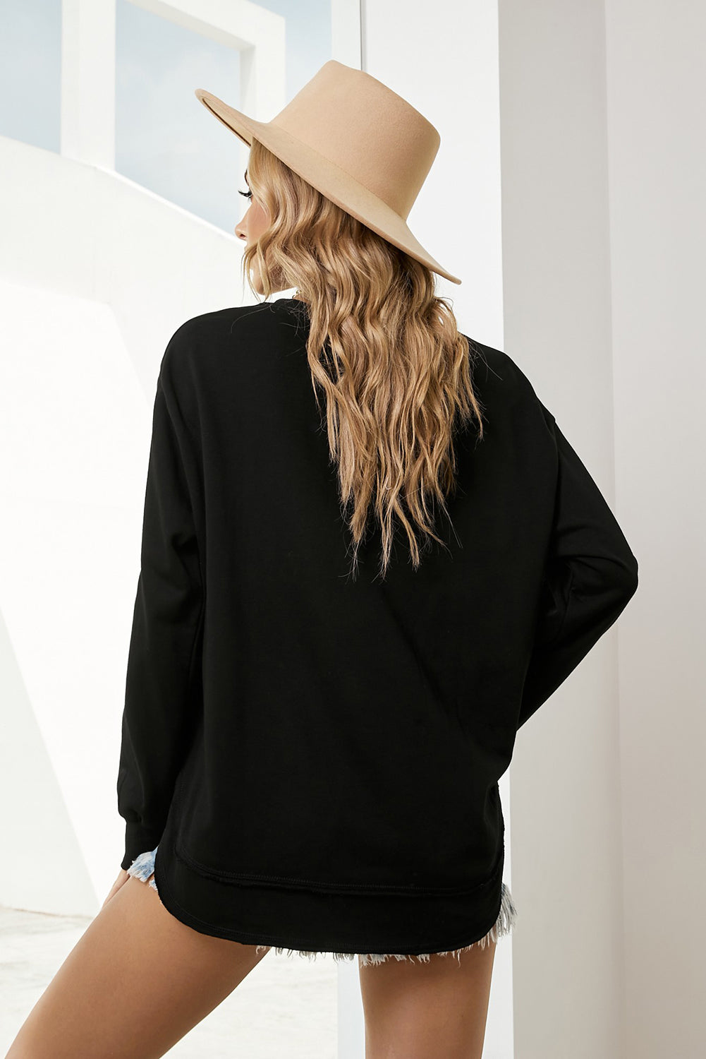 Oversized Side Slit Drop Shoulder Sweatshirt