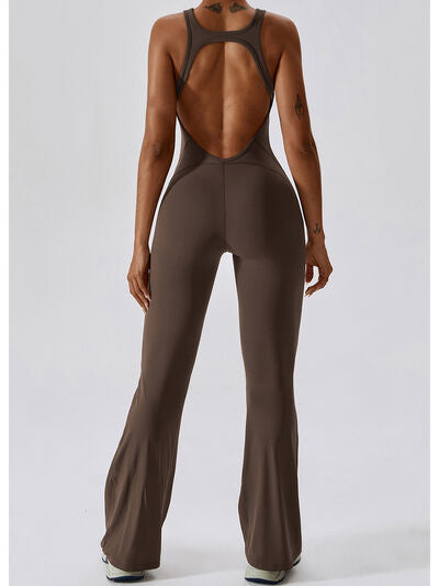 Cutout Wide Strap Bootcut Active Jumpsuit