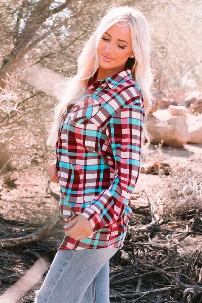 Plaid Button-Up Longline Shirt