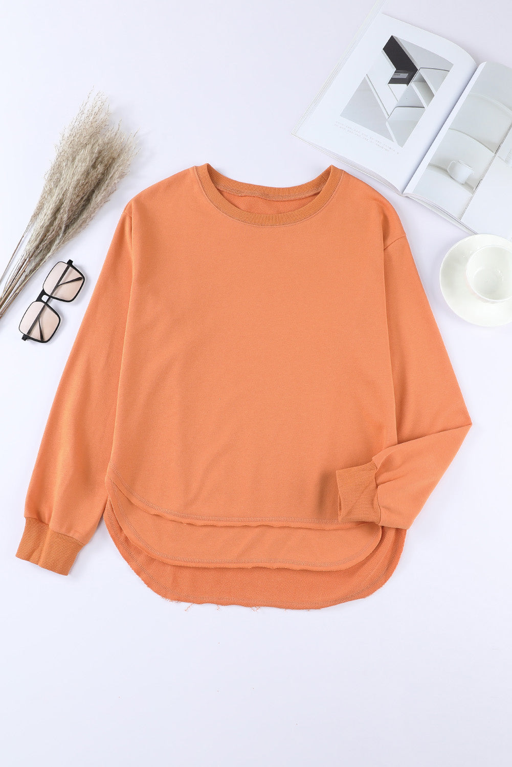 Oversized Side Slit Drop Shoulder Sweatshirt