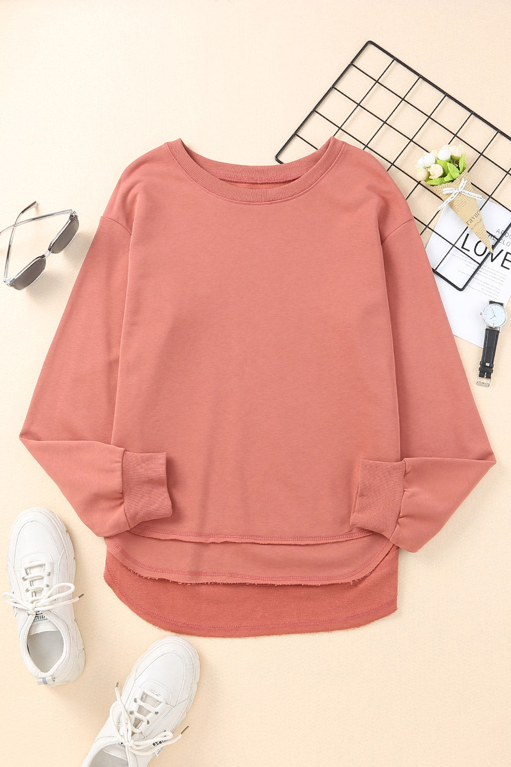 Oversized Side Slit Drop Shoulder Sweatshirt