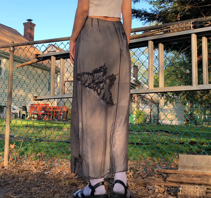 Fairy Butterfly Black Maxi Skirt