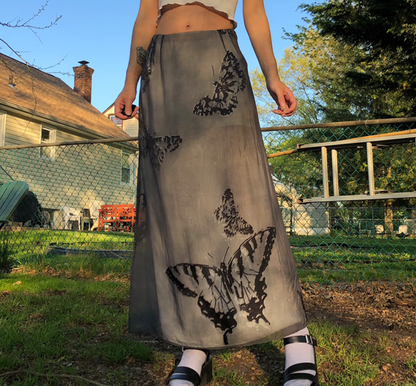 Fairy Butterfly Black Maxi Skirt