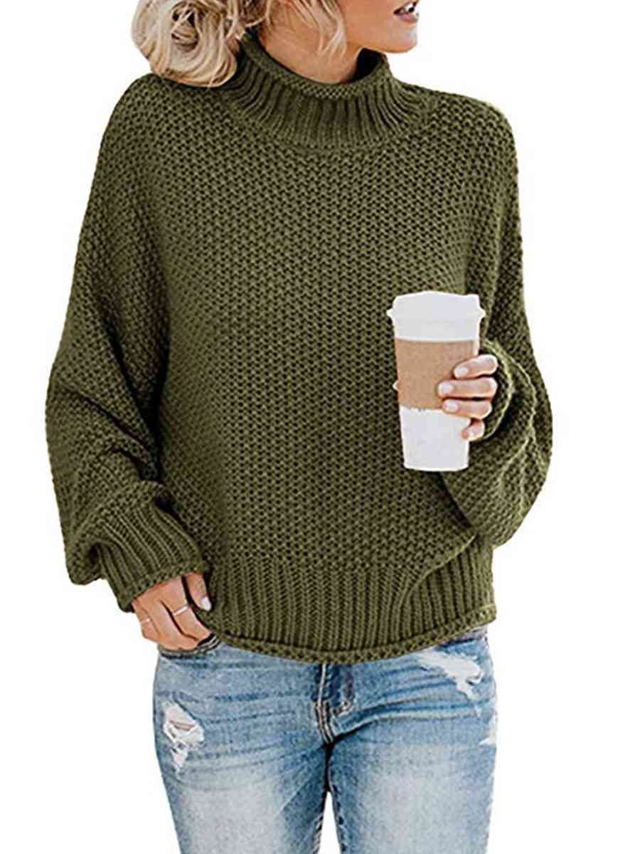 Turtleneck Dropped Shoulder Sweater