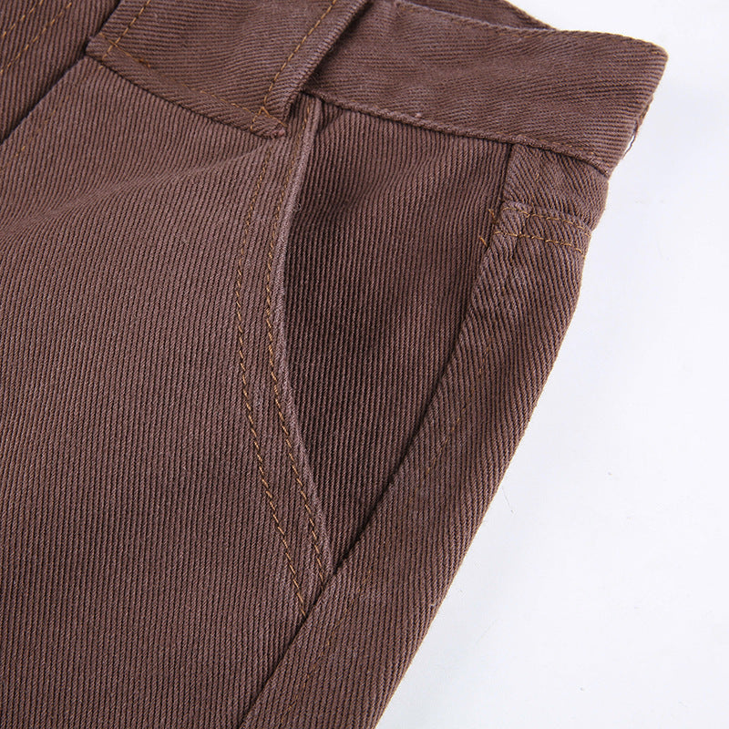 Brown High-Rise Cargo Jeans