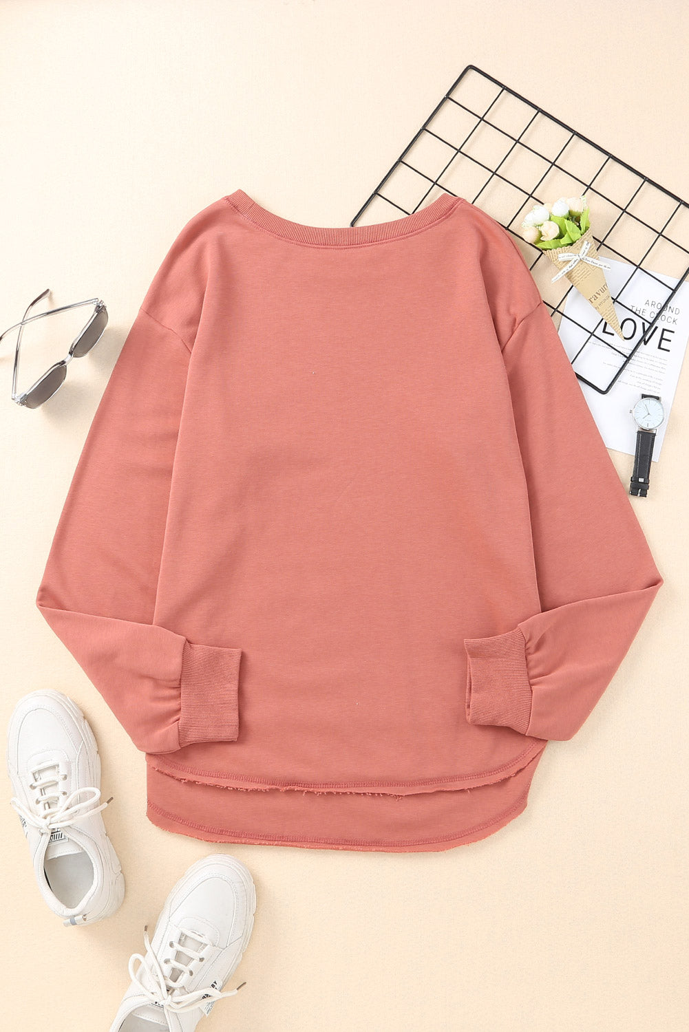 Oversized Side Slit Drop Shoulder Sweatshirt