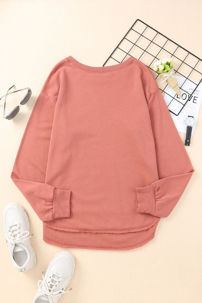 Oversized Side Slit Drop Shoulder Sweatshirt