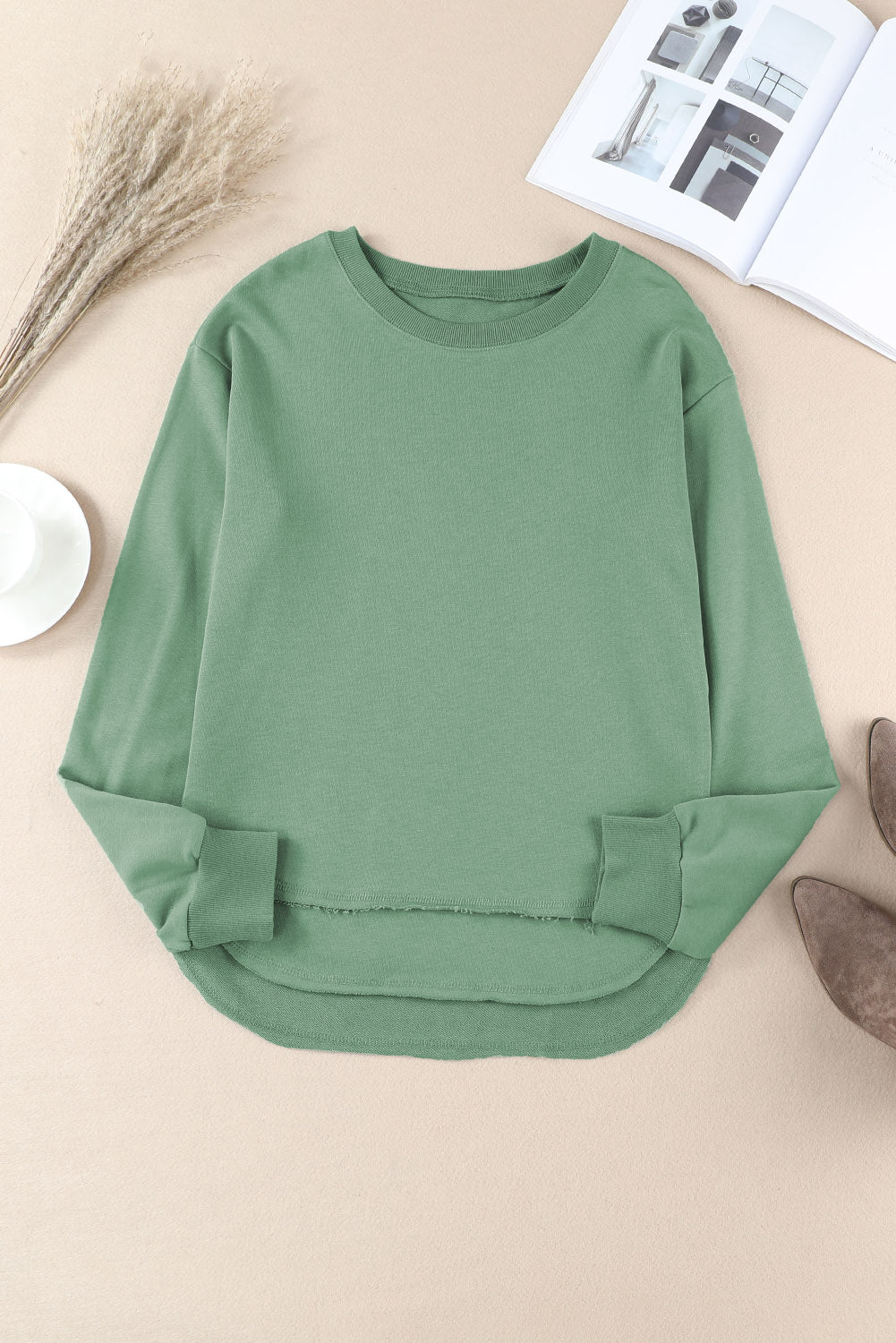 Oversized Side Slit Drop Shoulder Sweatshirt