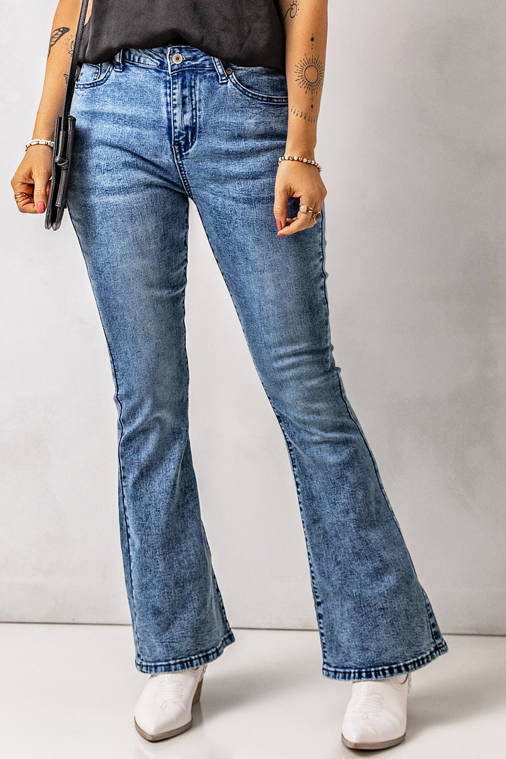 Vintage Wash Flare Jeans