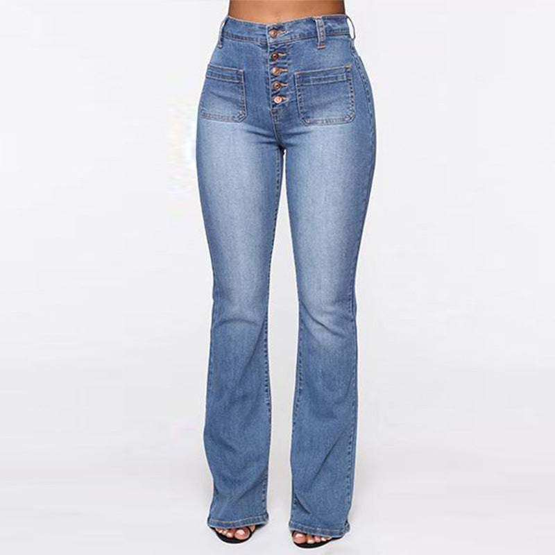 High Waisted Bermuda Flare Up Jeans