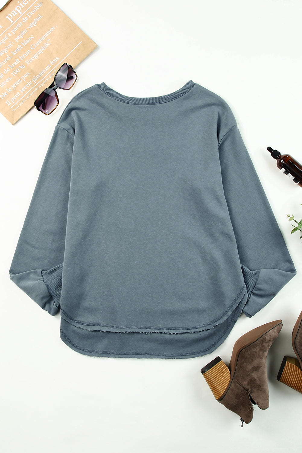 Oversized Side Slit Drop Shoulder Sweatshirt