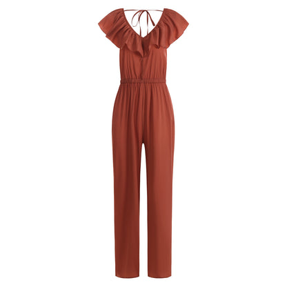 Ruffle V-Neck Jumpsuit