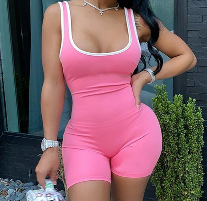 Backless Push Up Tank Romper